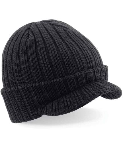 Beechfield Peaked Beanie - BLK - ONE